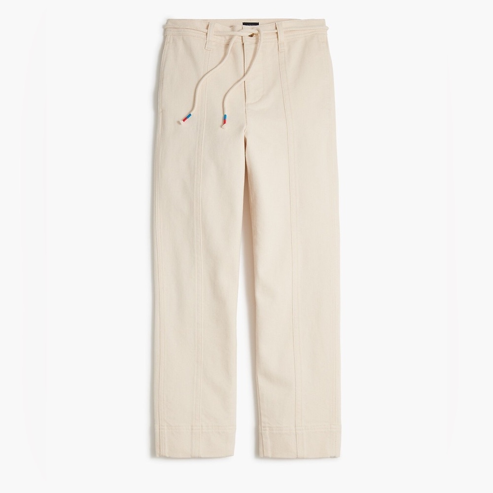 J. Crew Seamed straight-leg jean in all-day stretch with rope-tie waist Size 28
